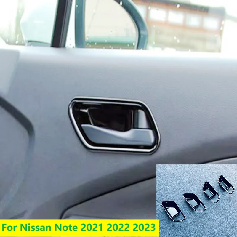 For Nissan Note E13 2021 2022 2023 Black Interior Accessorie Inner Door Handle Bowl Sticker Cover Trim Decoration Styling Trims