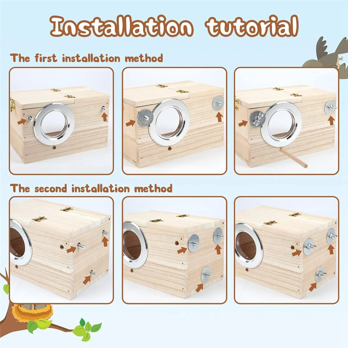 Parakeet Nesting Box Transparent Bird House for Cage Wood Breeding Box for Parrot Parakeet Cockatiel Lovebirds