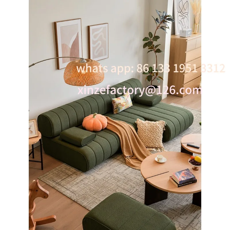 

Family sofa, living room, lazy sofa, sleepable, reclining, removable and washable, three-proof fabric, casual and simple small a