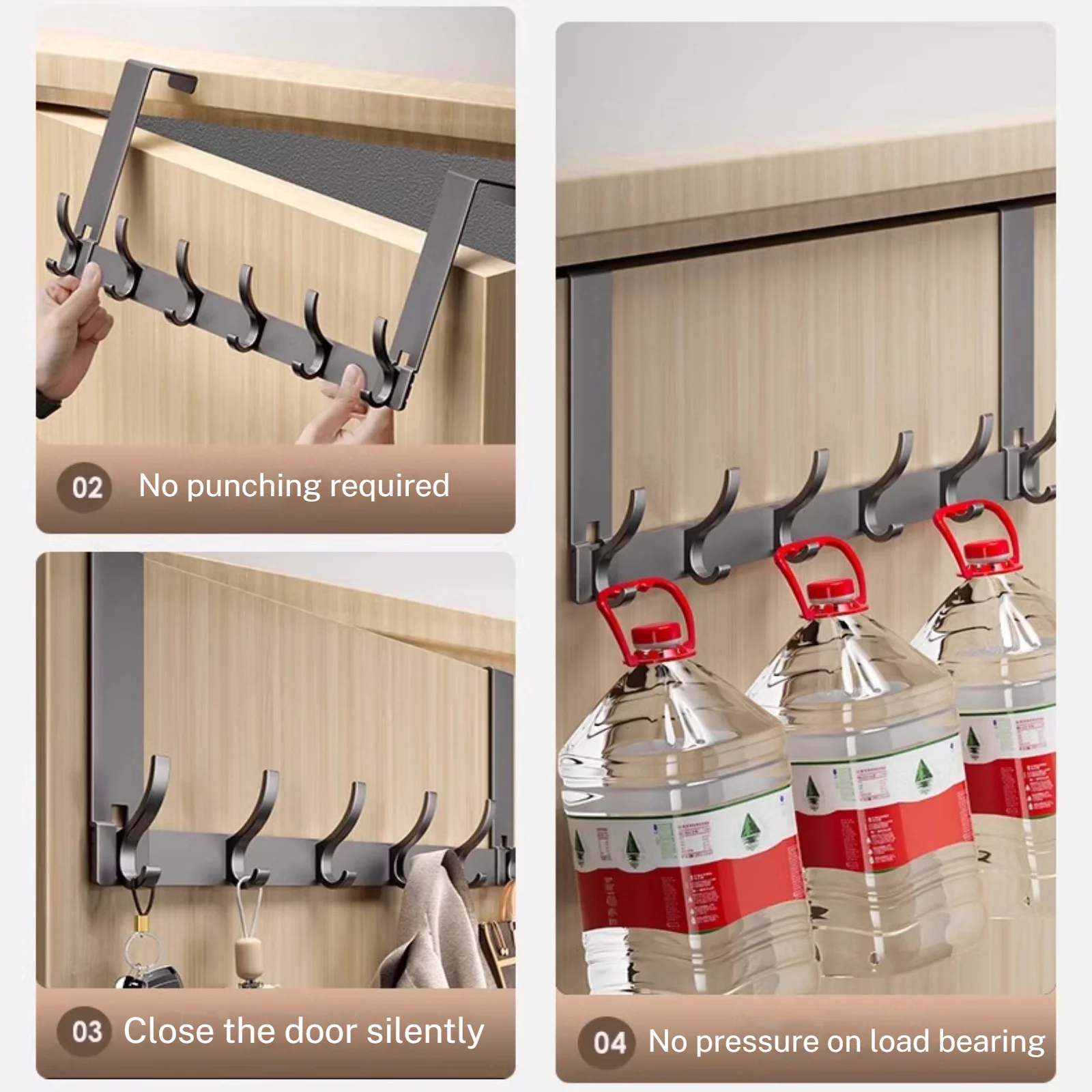 Picture 6: Door Behind Hooks Storage Wall Hanging Bag Clothes  Hook Punch-free Hanger Bedroom Organizer Bathroom Kitchen Accessory
