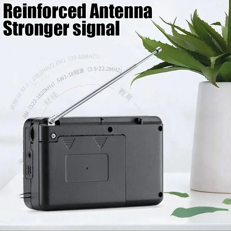 Full Band Radio Portable FM/AM/SW Receiver Rechargeable Radio TF/USB Music Player with LCD Display 3.5mm Headphone Jack