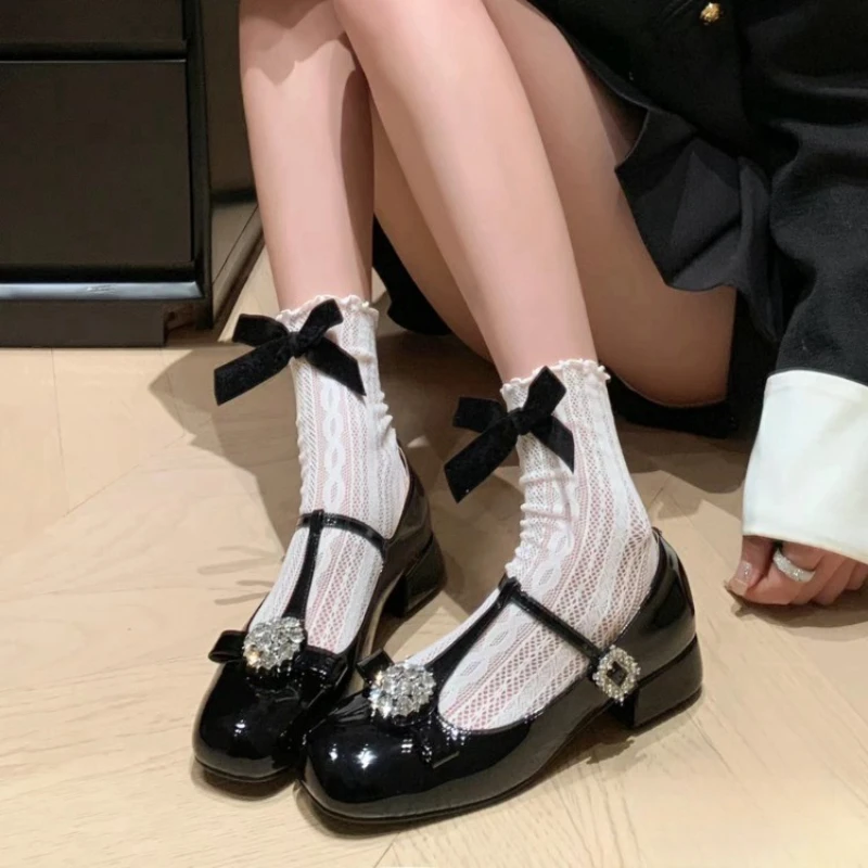 2024 Square Heel Round Toe Solid Sandals for Women New Hot Sale Fashion Buckle Strap Ladies Shoes Rubber Shallow Women's Sandals