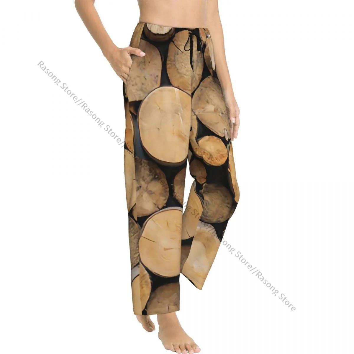 Pajama Pants for Women Wood Logs Texture Sleep Bottoms Home Loungewear