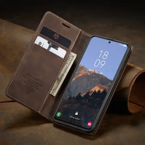 Läderfodral till Samsung Galaxy S20 S21 FE S22 S23 Ultra S10 S9 S8 Plus S7 Edge – Flipfodral 10 best sales S7 Edge-skal - №9