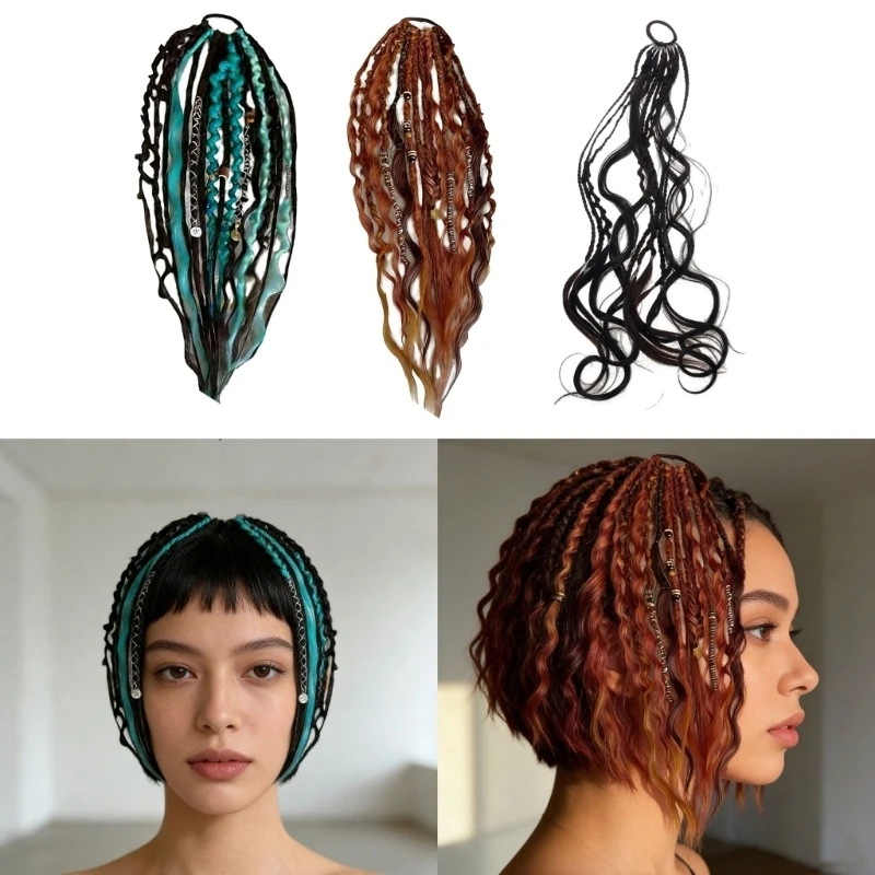 Elastische Dread-Pferdeschwanz-Haarverlängerung für Frauen und Männer, modisches Haar-Accessoire, Haarteil, geflochtene Y08E – Detail 2