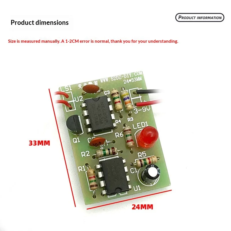 NE555 Changing Siren Circuit Kit Time Base Pulse Double Tone Alarm Electronic Welding Training DIY Production Parts