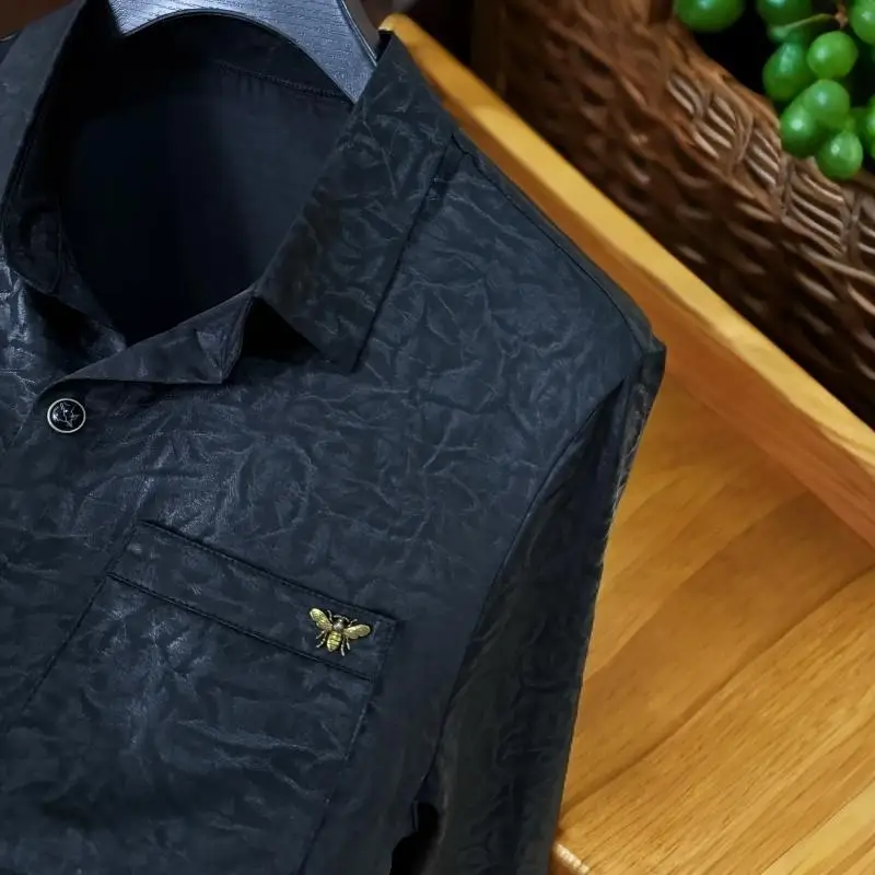 

Мужская повседневная рубашка с длинным рукавом, осенняя новинка, дышащая, из полиэфирного волокна, для ношения под одеждой, укороченная