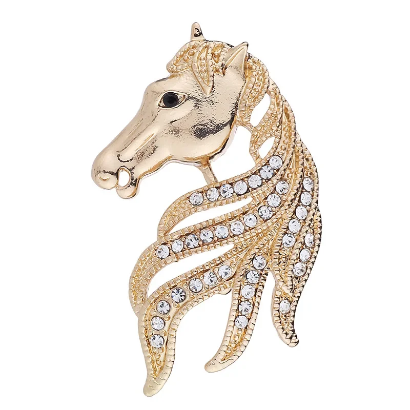 Retro High-grade Crystal Animal Horse Brooch Men\'s Suit Shirt Corsage Lapel Pin Badge Clothing Brooches for Women Accessories