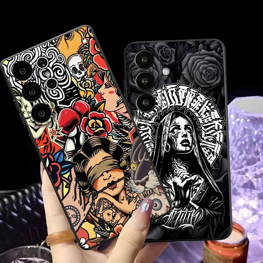Case for Samsung Galaxy S26 Ultra S25 Plus S21 FE S26+ Note 20 8 9 10 S24 S23 S25+ S20 S24+ S10 S9 Phone Cover Script Halo Dark