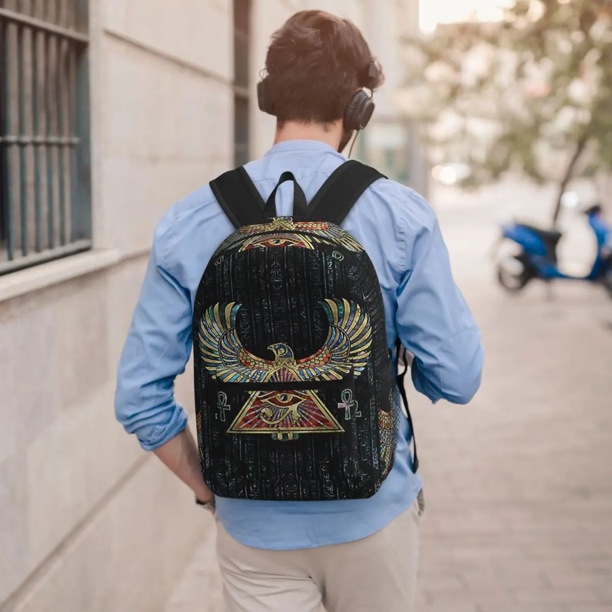 Eye Of Horus Wadjet Gemstone And Gold Backpack Student BookBag Kids School Bag Computer Shoulder Bags for Men Women