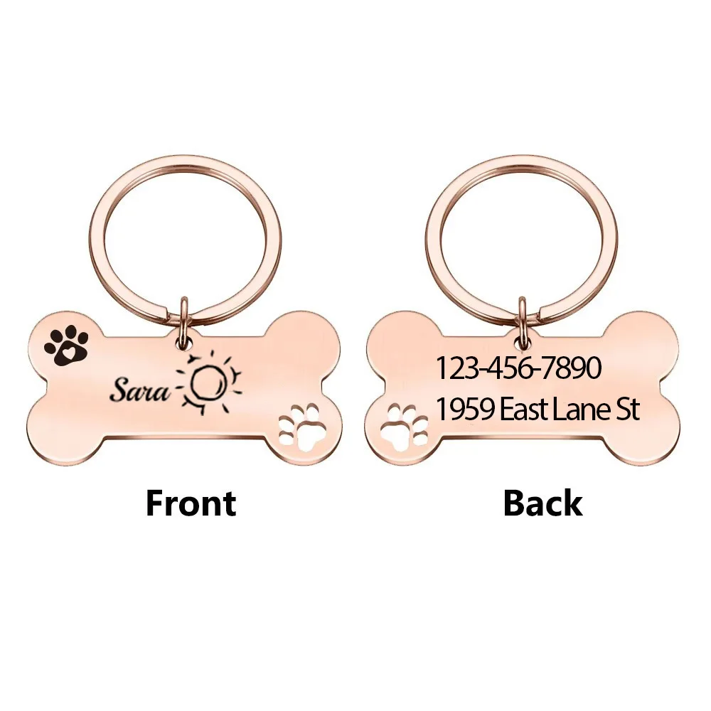 1pc Romantic Sun Shine Custom Name and Text Personalized Dog Tags Customized Dog Collar With Name For Puppy