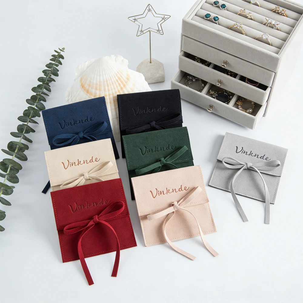 

100pack Customed Logo Jewelry Gift Microfiber Bags Bracelet Wedding Favors Gifts Packaging Suede Velvet Necklace Earring Pouches