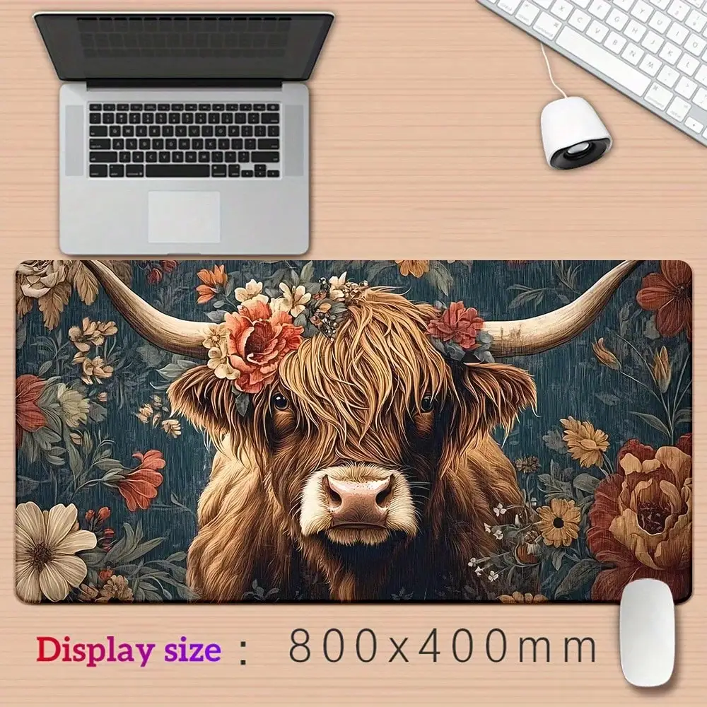 [1pc Highland Cow Mousepad] Fragrant Mysterious Highland Cow Mousepad | 1pc Rubber Anti-Slip Gaming & Office Mouse Mat | Keyboard Accessories, PC Gamer Laptop
