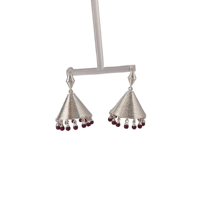 

Zhongling Tower спиральная текстура этнический стиль новые серьги с китайским гранатом нишевый дизайн персонализированные серьги