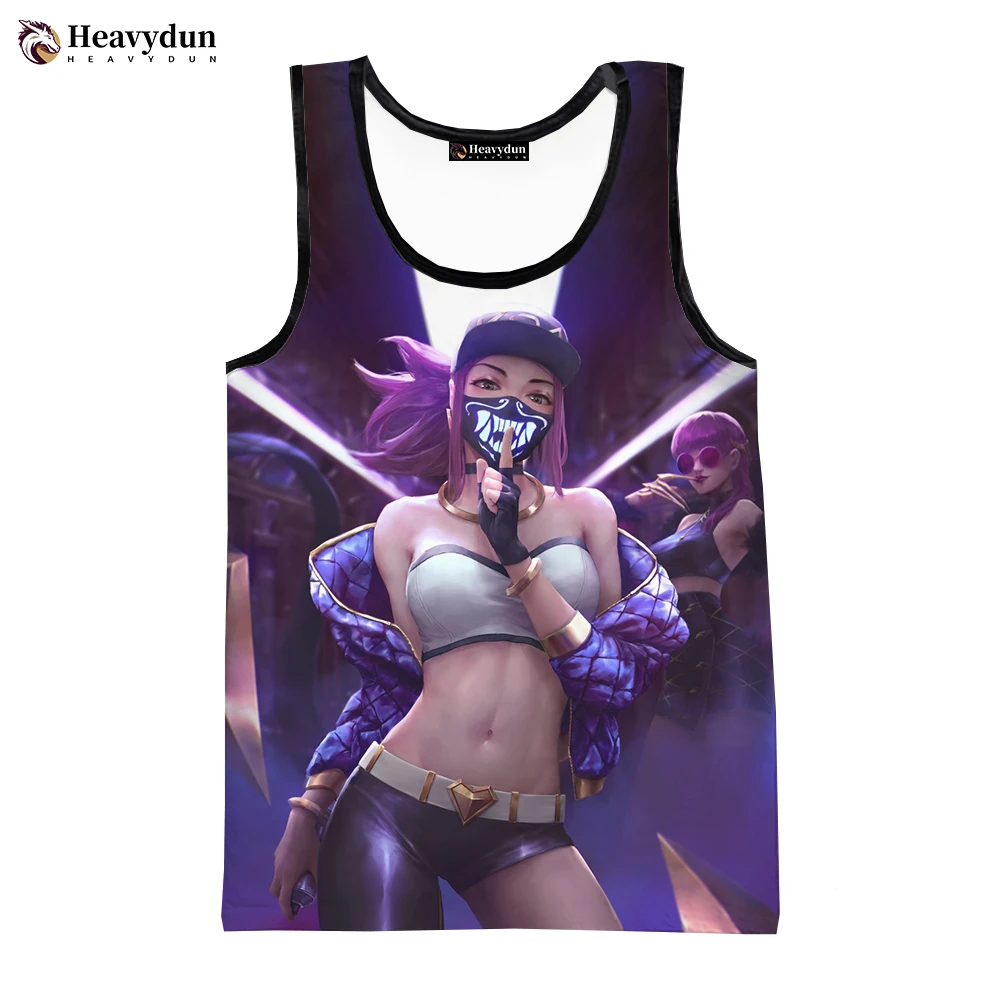 2023 New Fashion Game League of Legends Akali Men Tank Tops Sleeveless Spring Harajuku Personality 3D Printed Beach Tops Tees