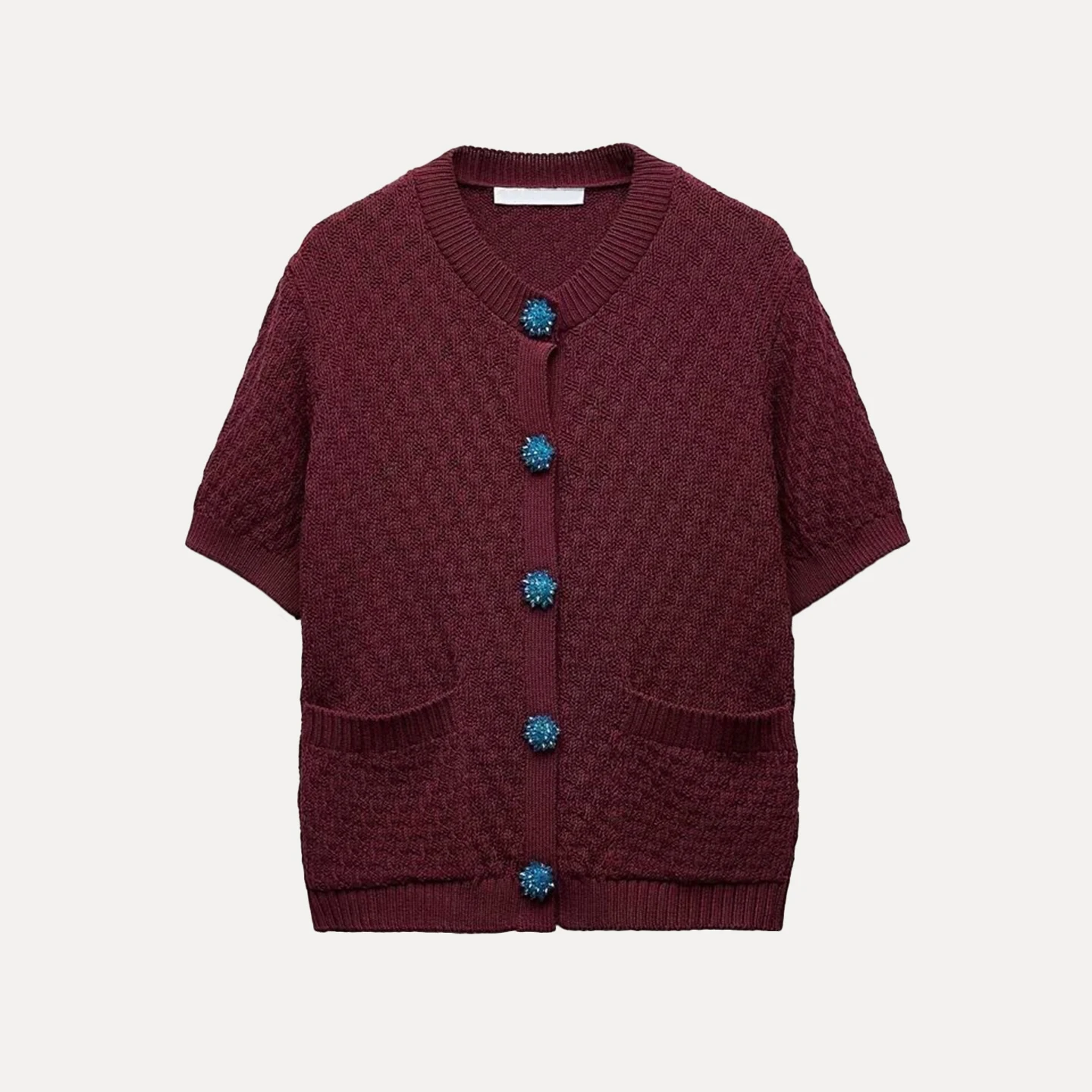 Z 2025 Autumn New Women's Sle Jewelry ort Sve Knitted Sweater Coat European Sle round Ne Regular Length Cardigan