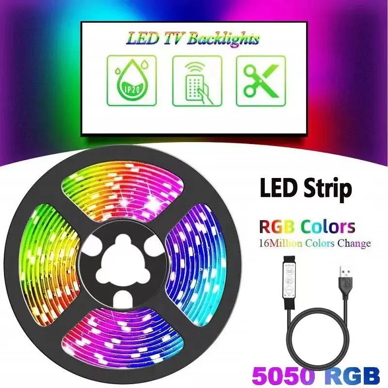 1 zestaw 3.28ft/16.4ft światła listwy RGB LED, USB 5V 5050SMD Patch Lights, 3 kontroler klucza do wystroju domu salon sypialnia TV Bac