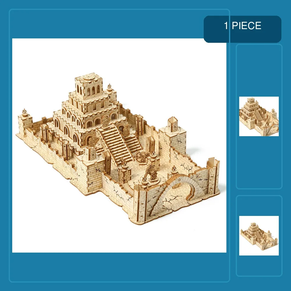 3D Wooden Puzzle Ruins and Ruins Model Kit Handmade DIY Assembly Educational Toy Jigsaw Model Building Kits for Kids Adults