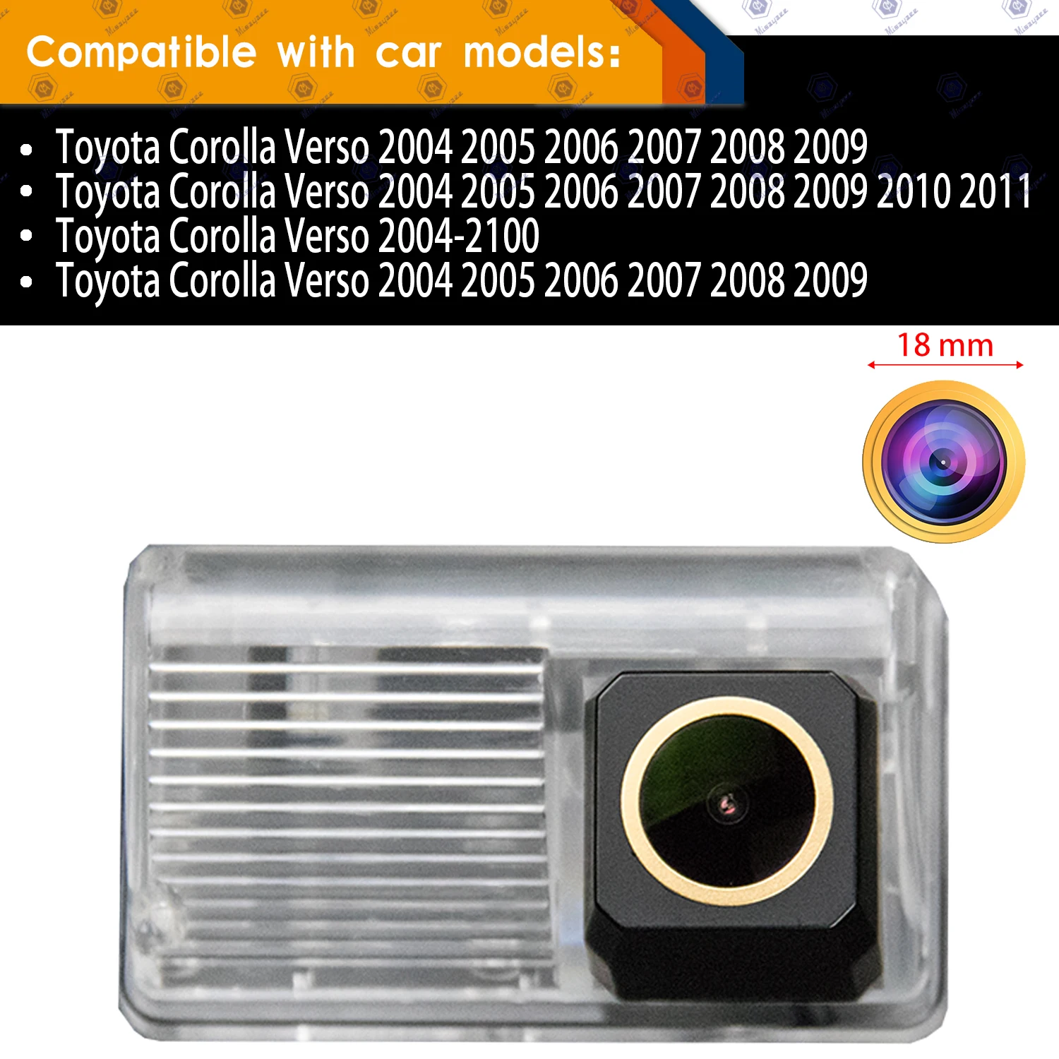 HD 1280*720p Rear View Night vision Camera for Toyota Corolla Verso 2004-2010,Reversing Backup Parking Waterproof Camera