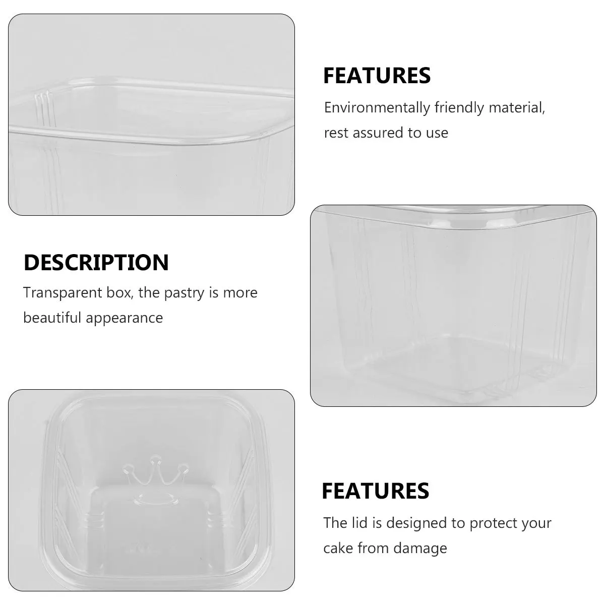 

50pcs Transparent Cake Box Premium Material Airtight Lid For Cakes Sushi Fruit Dessert Storage Container Baking Packaging
