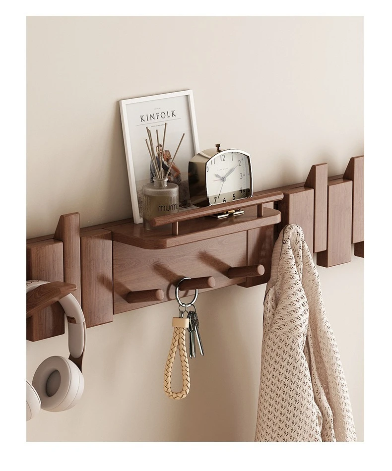 Klavierförmiger Kleiderbügel, Wandhaken, zusammenklappbar, aus massivem Holz, multifunktionaler Kleiderbügel für Eingangstüren – Detail 8