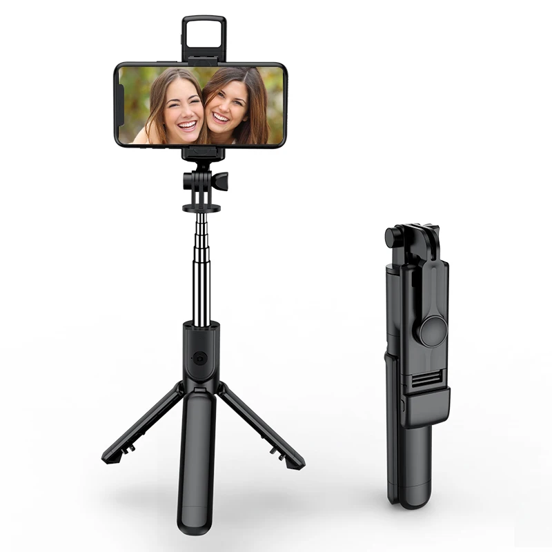 Trépied extensible sans fil avec lumière Bluetooth, perche à selfie, trépied extensible à distance pour iPhone, téléphone portable, diffusion en direct Tiktok