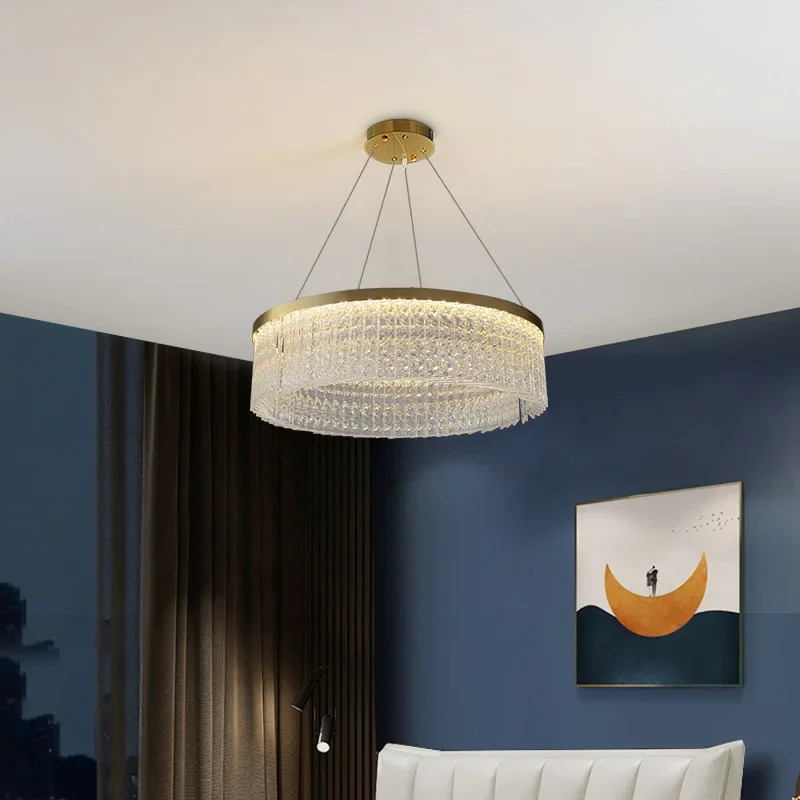 American retro living room led lamps, light luxury crystal modern simple intelligent stepless dimmer lights
