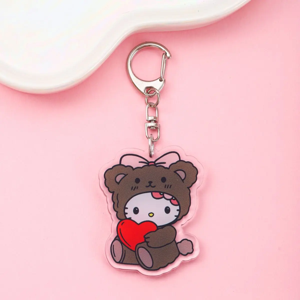 Anime hello kitty acrílico chaveiro accessaries dos desenhos animados engraçado saco pingente presente bonito saco charme chaveiro amigos fãs presentes