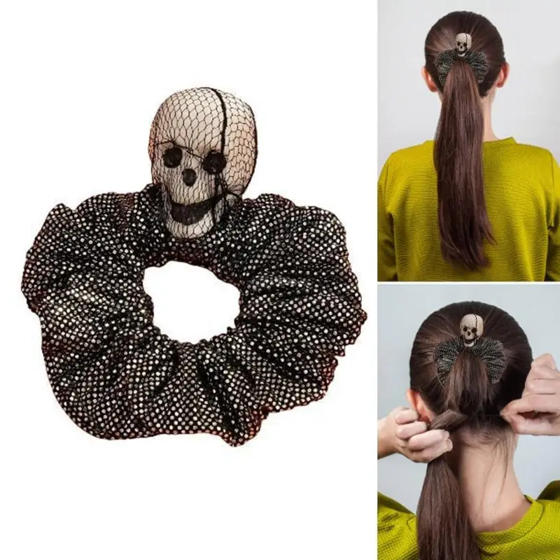 Punk Skull Scrunchies Cool Dark Series Hairbands Elastic Hairtie Halloween Theme Rubber Hair Rope Festival Accessories