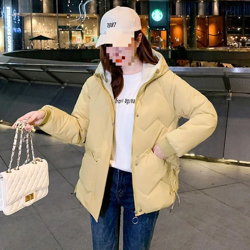 2023 nova moda coreano solto outono inverno parkas feminino curto casaco grosso com capuz algodão acolchoado jaquetas casacos femininos outwear