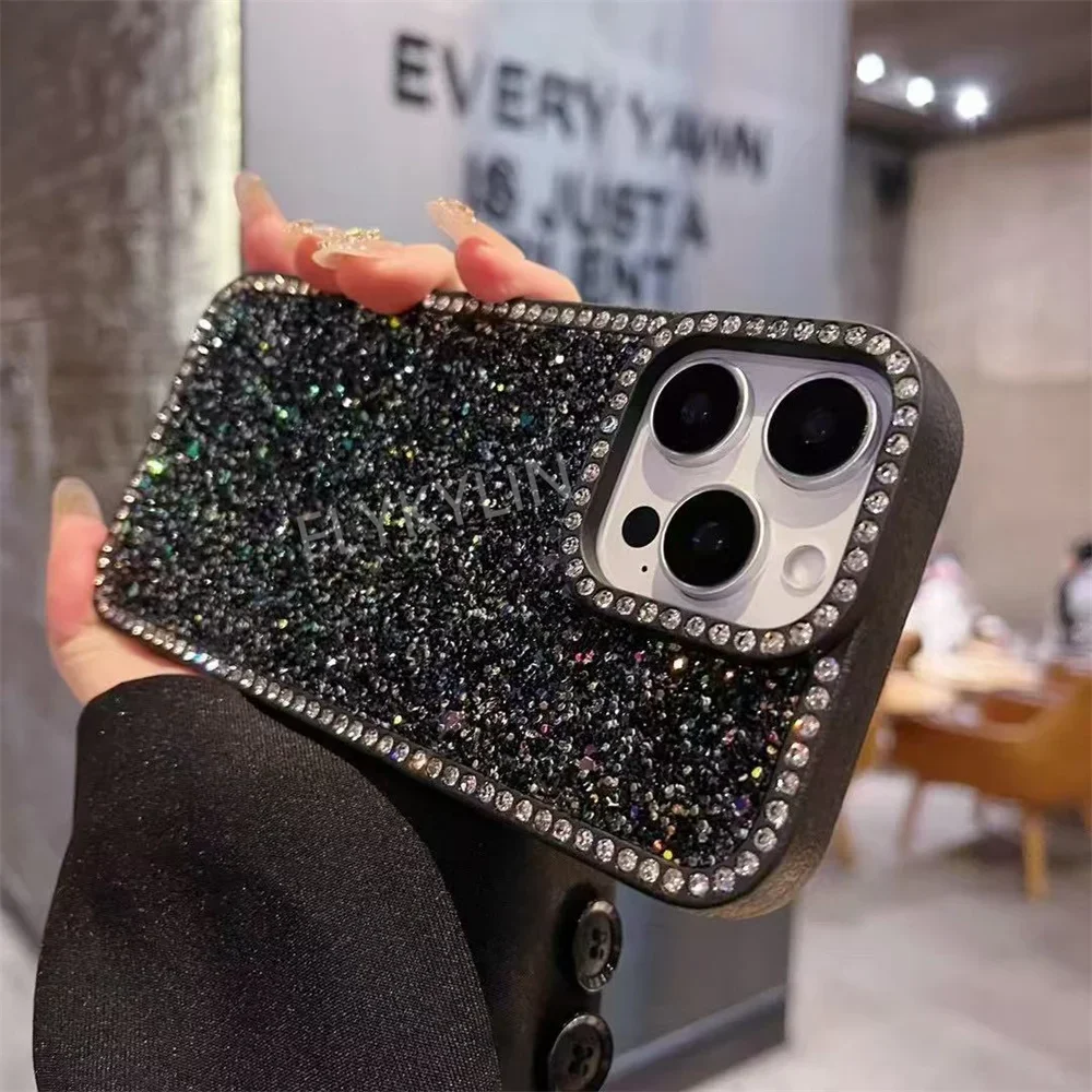 FLYKYLIN Deluxe Diamond Glossy Case For iPhone 16 Pro Max 15 14 Plus 13 12 11 Shockproof case