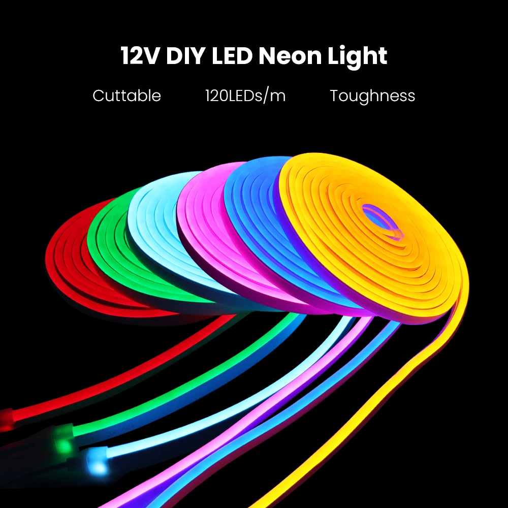 DC 12V 24V LED Neon Rope light SMD 2835 120LEDs/m impermeabile flessibile Soft strip BAR Lights 3-6Leds tagliabile 1m 5m 20m 50m 100m