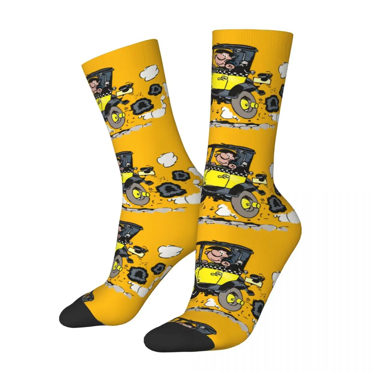 Vintage In Car Crazy calzini a compressione da uomo Unisex Gaston Lagaffe Comics Harajuku senza cuciture stampato novitร Happy Crew Sock Boys