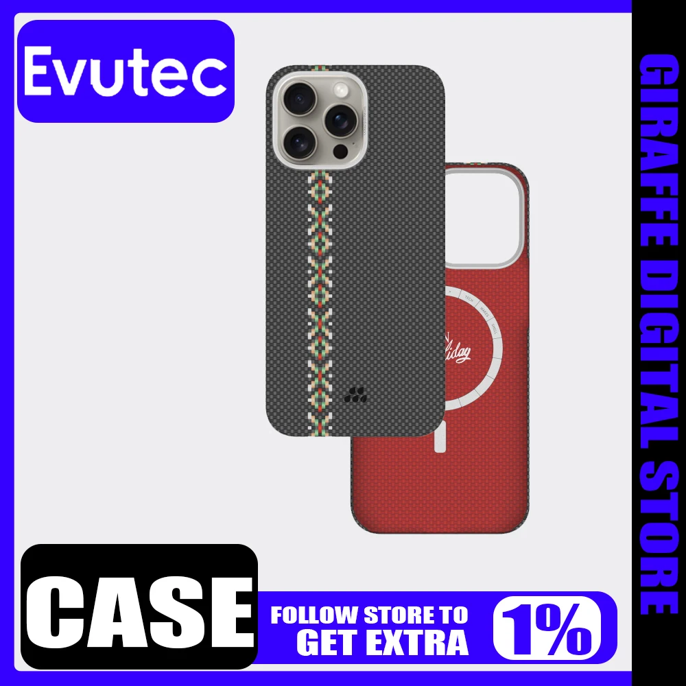 Evutec Carbon Fibre Case Cover iPhone15 PRO MAX Case Magsafe Magnetic Wireless Charging Customized Anti-drop Smartphone