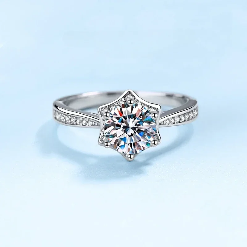 

Дизайнерские ювелирные изделия для женщин, белое золото 18 карат VVS1 D, цвет 1 карат, муассанит, бриллиант, гексаграмма, звезда, женские тонкие кольца для свадьбы, женские