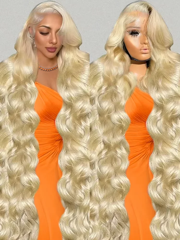

Body Wave 200 Density 613 Blonde 13x6 Transparent Lace Frontal Human Hair Wig 38 Inches Water Wave Remy Lace Front Wig For Women