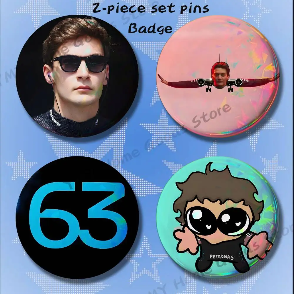 Racer G-George Russell Cartoon 2-piece set Free Mix Backpack Clothes Jewelry Accessories Round Badge Collection Gifts