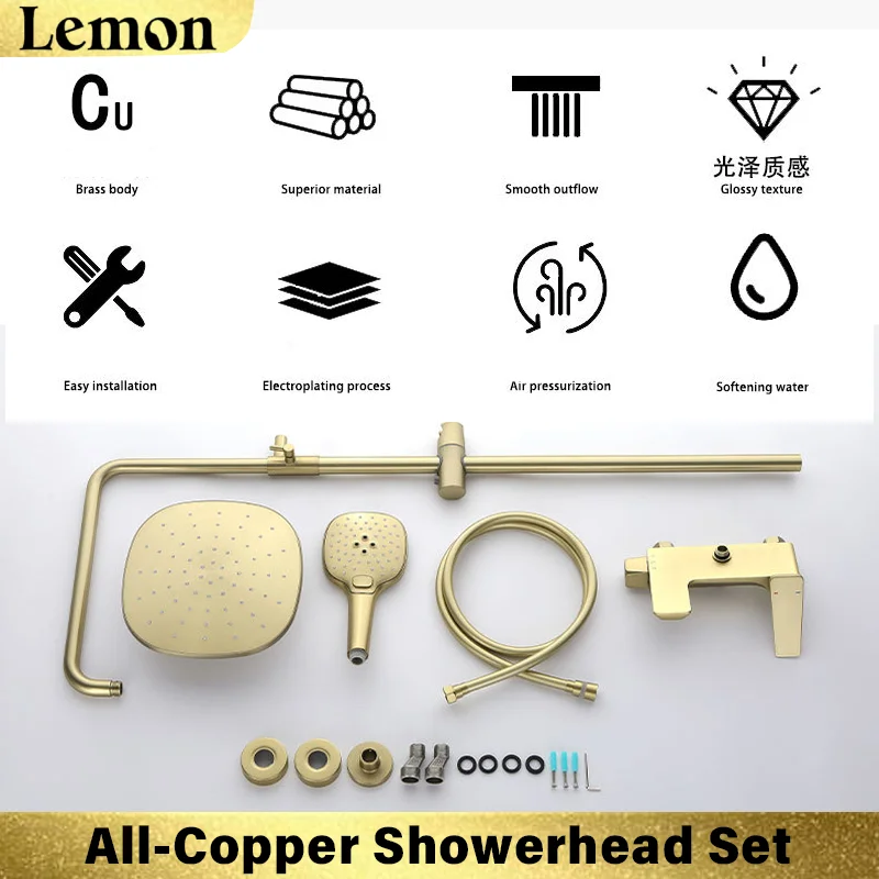 Wall-Mounted Bathroom Shower Head Set for Home Use (Surface-Mounted)