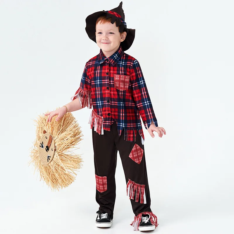 Boys The Poor Beggar Cosplay Kids Children Halloween Scarecrow Costumes Carnival Purim Parade Stage Role Play Show Party Dress