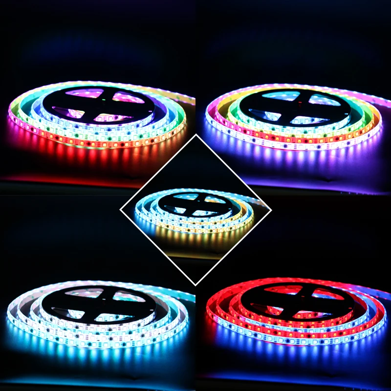 Imagem -05 - Smd Rgb Endereçável Tira Conduzida Pixels Luz 30 48 60 72 60leds m Ip30 Ip65 Ip67 à Prova d Água 150 m 240 300 360leds Dc12v 2811 ic 5050