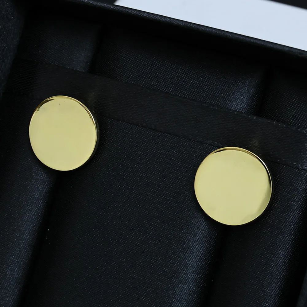 

Elegant Gold Silver Round Stud Earrings Minimalist Fashion Jewelry Hypoallergenic Shiny Circle Accessories for Daily Wear