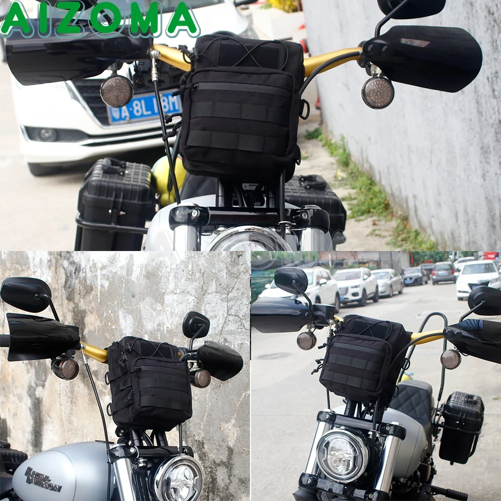 Club Style Utility Molle Traveller Bar Handlebar T-Bar Bag Handle Bags For Harley Dyna Street Bob FXBB Softail Sportster