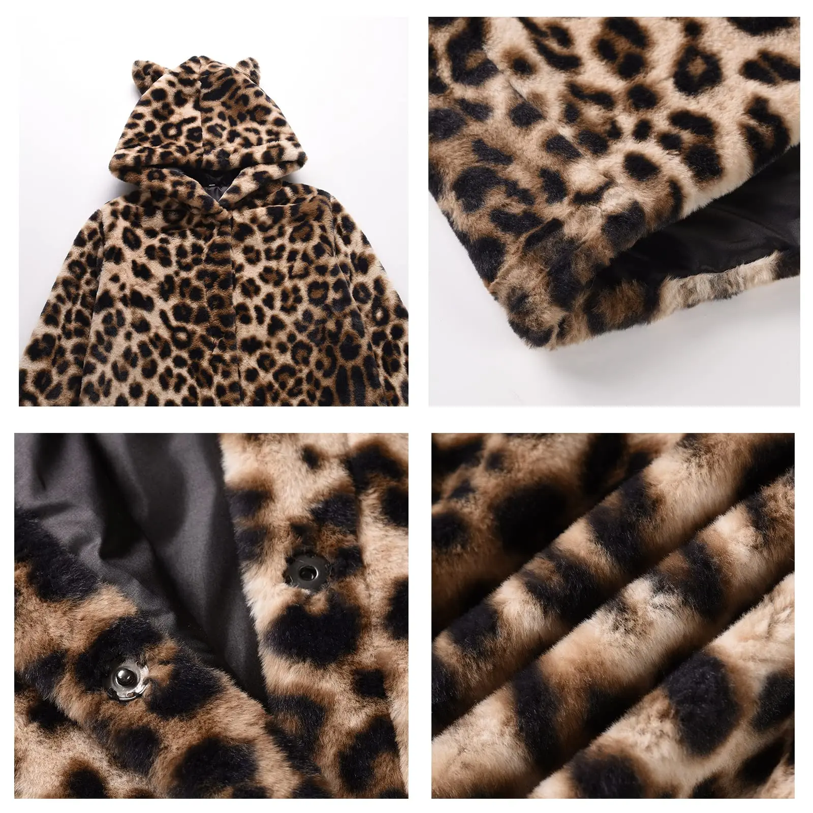 Casaco com capuz de pele sintética feminino, estampa de leopardo, grosso, quente, personalidade, inverno, moda, novo