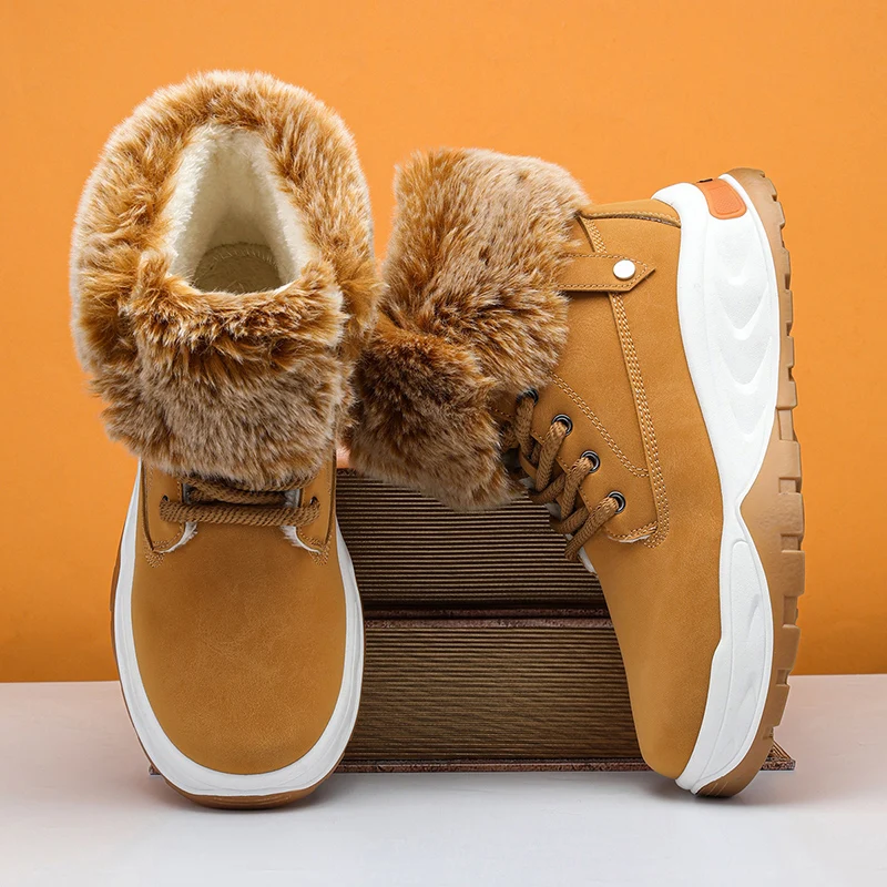 

Snow Boots Men Winter New Style Suede Short Tube with Plush Insulation Thick Soled Cotton Shoes Trendy with Plush Short Boots