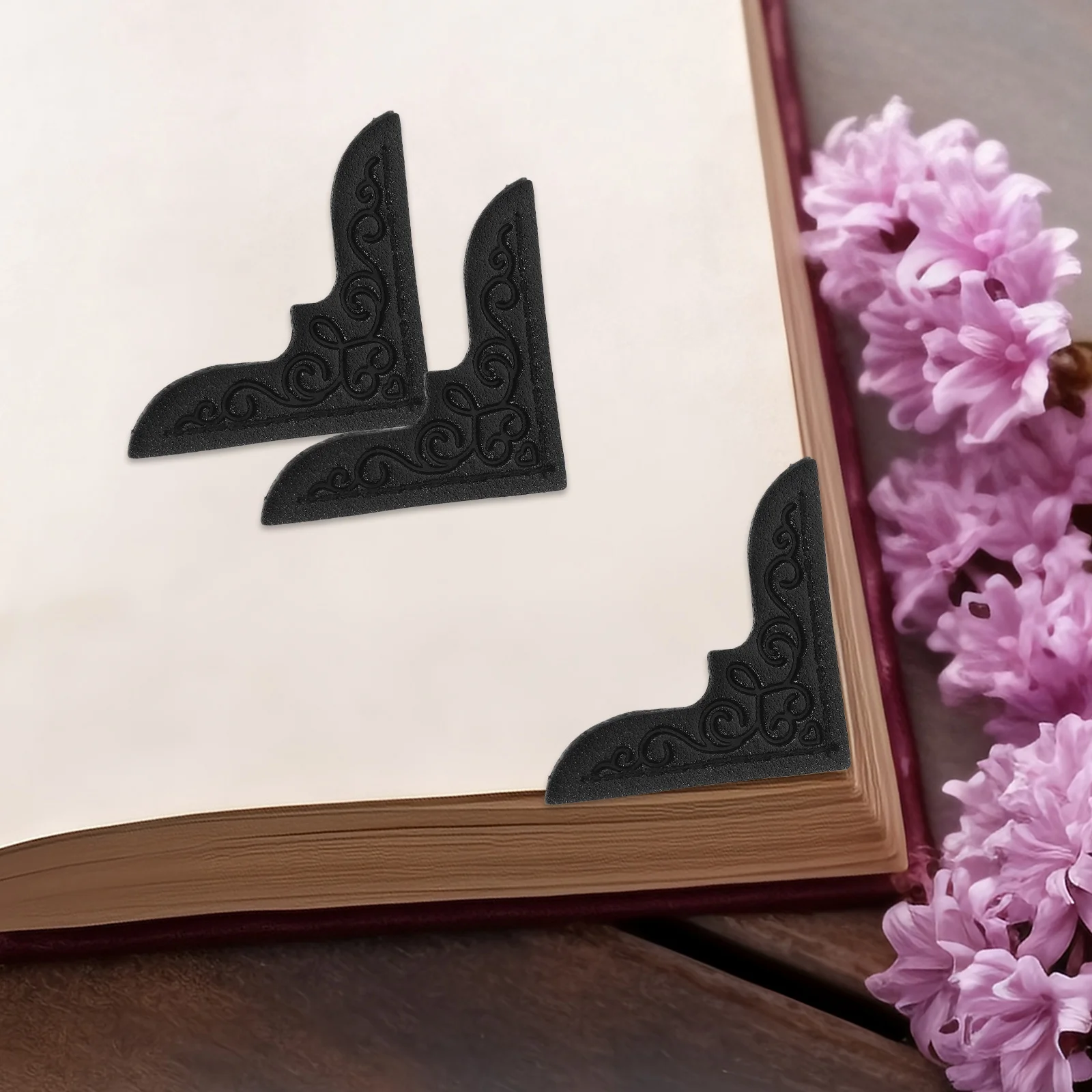 

4Pcs Decorative PU Book Corners Notebook Protector Stylish Chic Design Album Corner Guards Elegant Scrapbook Cover