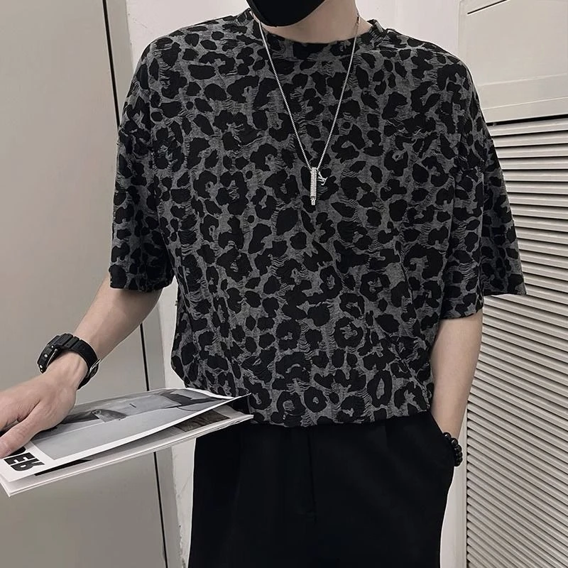 

Men's Animal Print Mesh Short Sleeve T-Shirt Summer 2026 New Ice Silk Cooling Casual Top