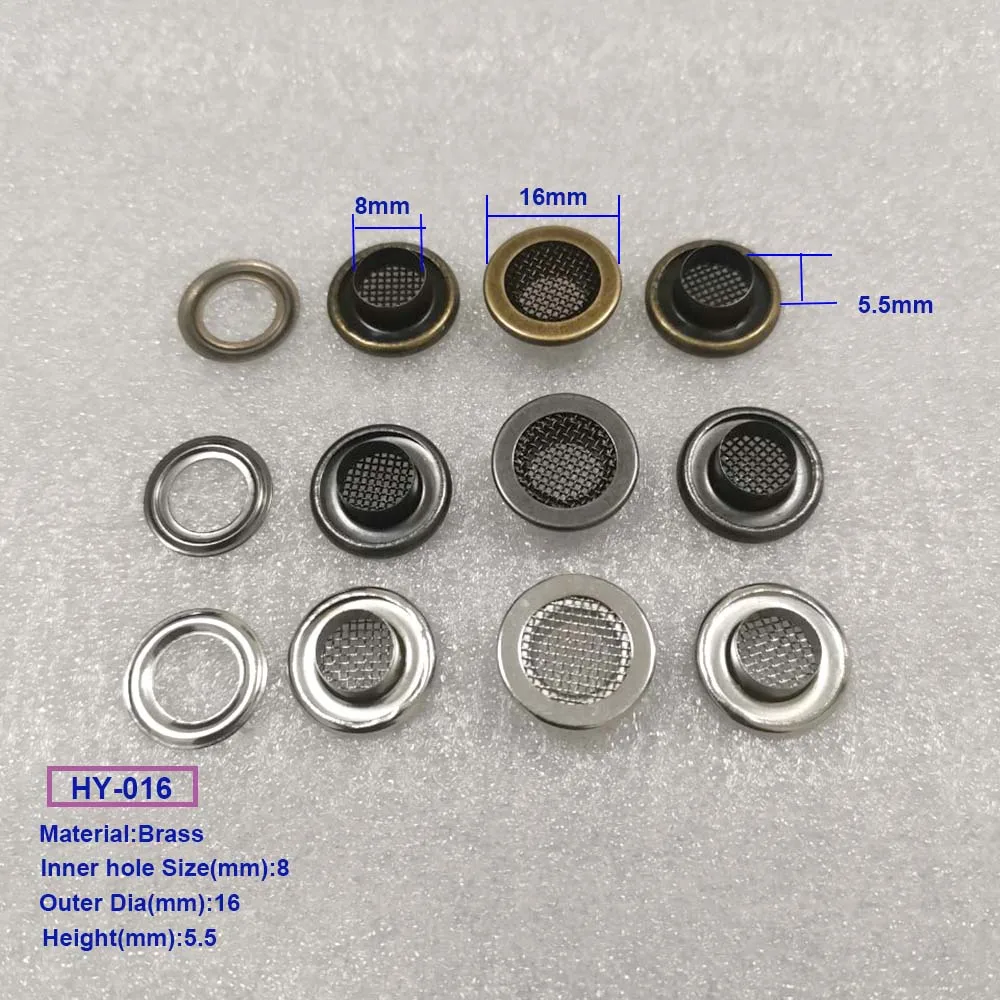 100Sets/Lot Metal Brass Mesh Eyelets / Washer Grommets Mattress Clothes Crafts Nickle Black Bronze Free Ship HY-016