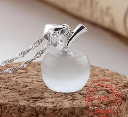 Pink/White Moonstone Necklaces & Pendants For Women 925 Sterling Silver Opal Apple Pendant Necklace Wedding Gift Drop Shipping