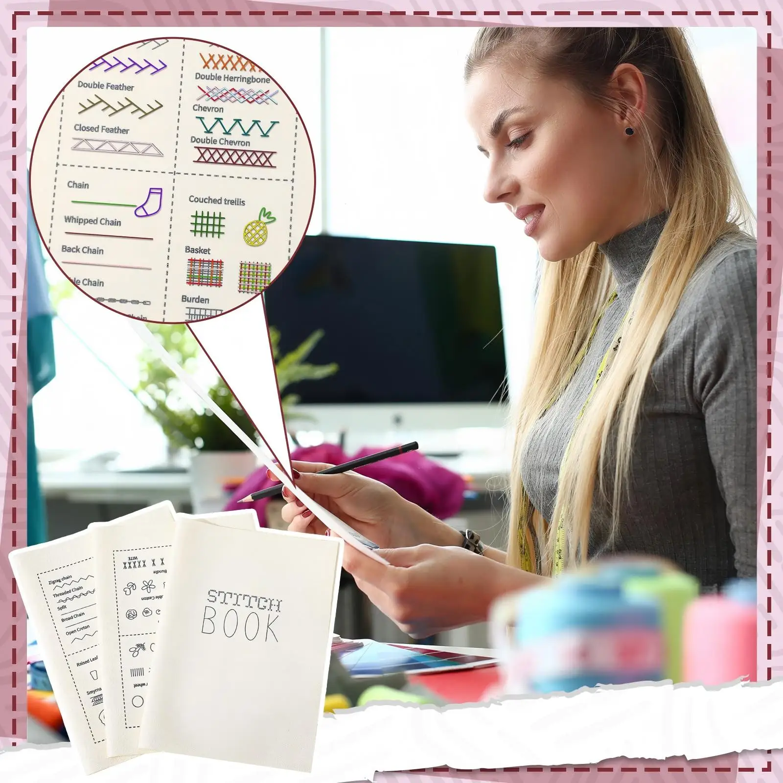 Sewing Book, Enthusiasts & Beginners Embroidery Instructions Book for DIY Sewing Kit, Creative Embroidery Stitches Book