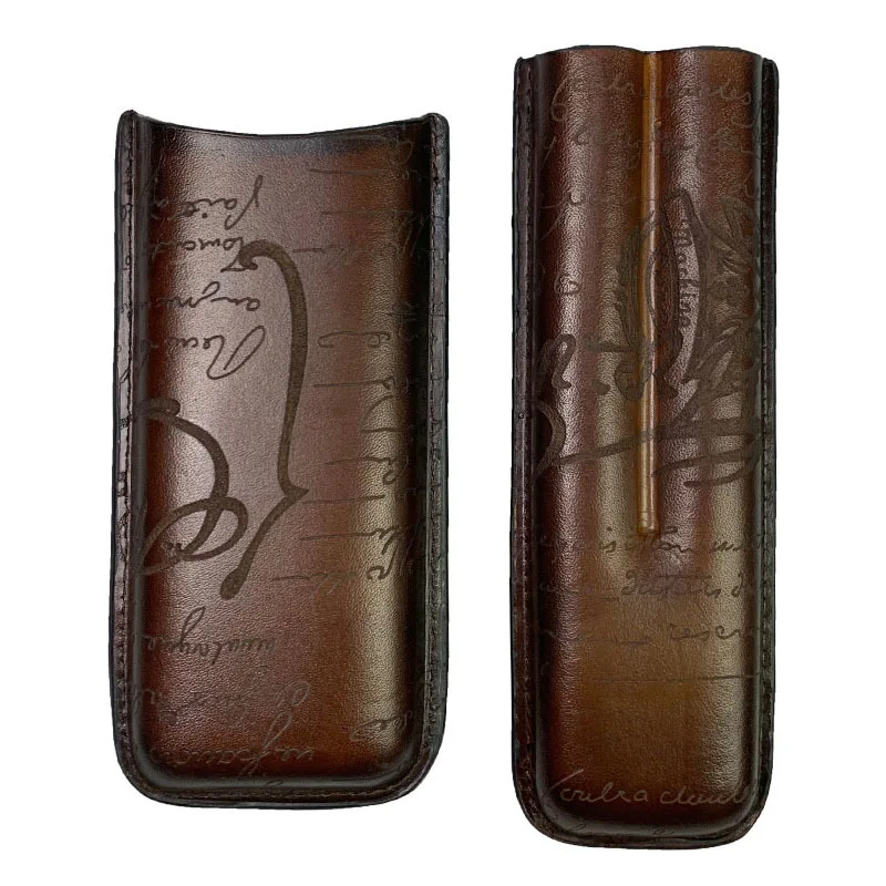 Estuche de cuero para puros, mini humidificador portátil para viajes, con espacio para 2 puros, bolsa para guardar cigarrillos: un accesorio duradero para puros.